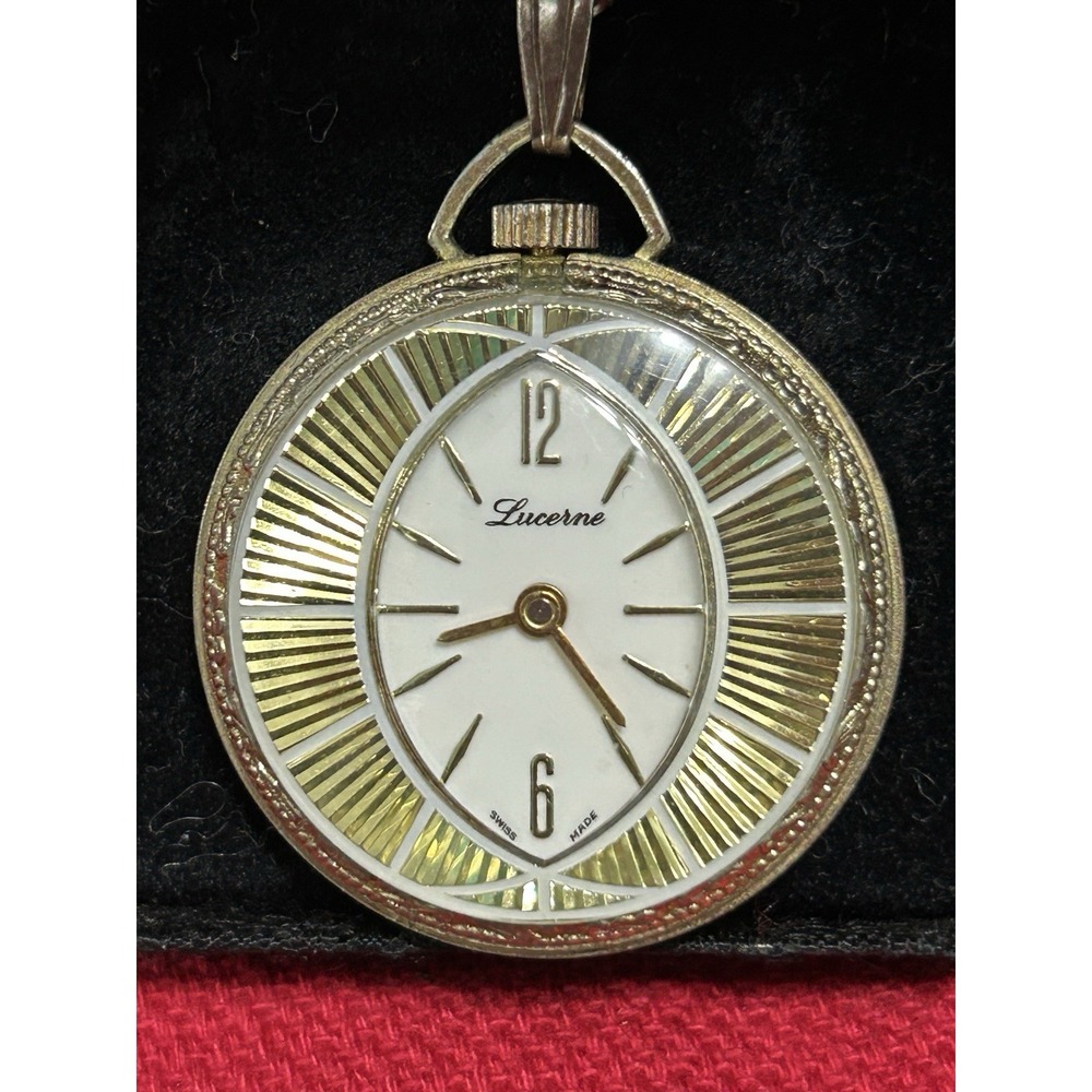 Vintage Lucerne Pendant Watch Swiss Made‎ with Box. Tested Works!
